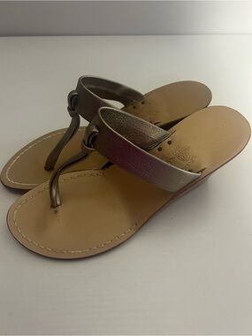 La  Bottega Caprese Italian leather thong wedge sandal